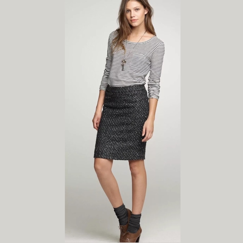 J. CREW Pencil Skirt Moss Green Tweed Purple Wool Academia Workwear Office